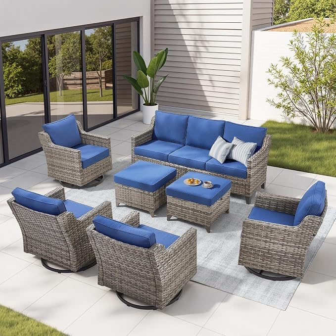 Outdoor Patio Furniture Set-7 Pieces All-Weather Wicker Outdoor Furniture by AMCLOBA