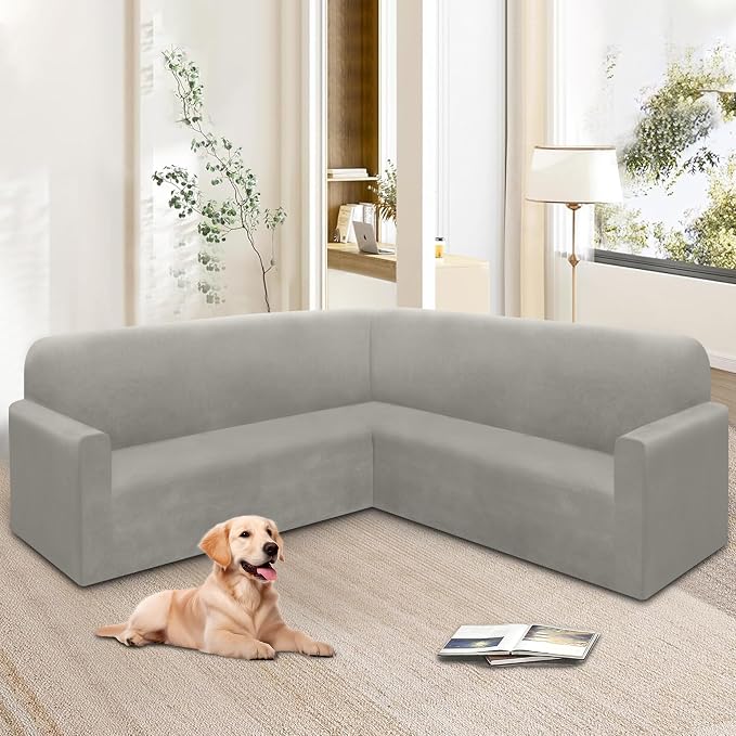 HDCAXKJ Corner Sectional Couch Covers Velvet Stretch L Shape Sofa Cover Soft - Image 6