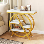 LITTLE TREE End Table, 4-Tier Narrow Faux Marble Side Table - Image 4