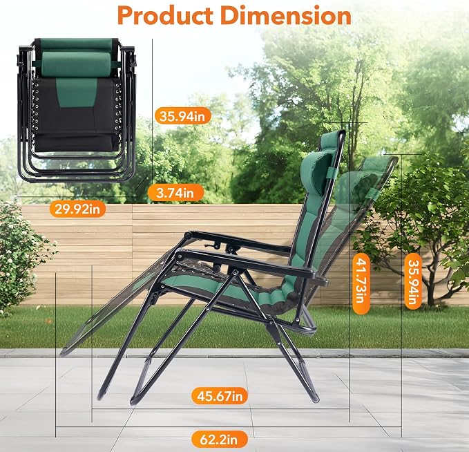 Sweetcrispy Zero Gravity Chairs, Foldable Patio Reclining Chairs - Image 8