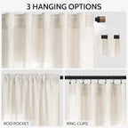 Modern Linen Curtains for Living Room 80 Inches Long Light Filtering Semi Sheer - Image 2