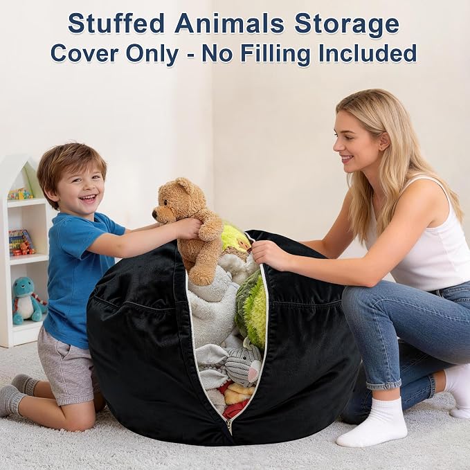 Lukeight Stuffed Animals Storage Bean Bag Chair Cover - Image 2