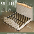 Belffin Queen Size Bed Frame and Headboard, 50.9" Velvet Upholstered Wingback - Image 2