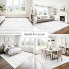 8x10 Washable Area Rugs for Living Room, Dining Room- Morocco Gray | Boho Ultra - Image 5