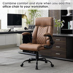 High Back Office Chair with Flip-up Armrests, Leather Comfy Desk Chair with - Image 3