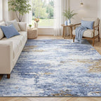 5x7 Area Rug for Living Room, Abstract Washable Non-Slip Rugs, Light Blue | by Lofus