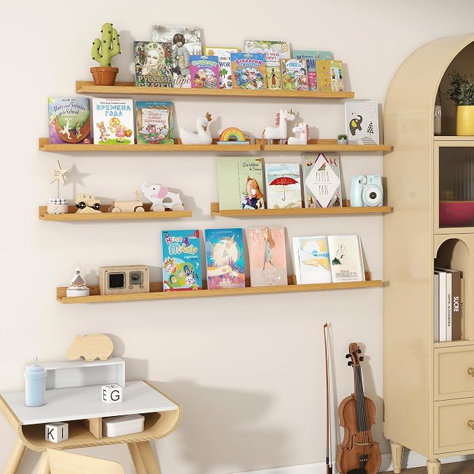 Fun Memories Picture Ledge Shelves Set of 2, 24 Inch Rustic Wall Mounted - Image 6