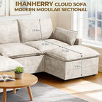 LEVELEVE 147" U-Shape Modular Sofa - Image 8