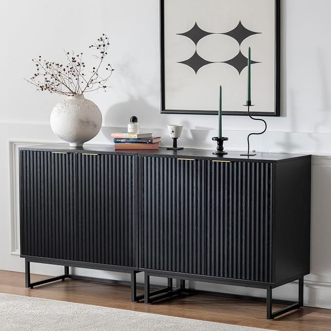 EYYTHUNG Fluted Cabinet with Storage, Sideboard Buffet Cabinet with Adjustable - Image 8