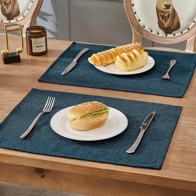BALCONY & FALCON Placemats Set of 4 Faux Linen Cloth Place Mats Washable - Image 6