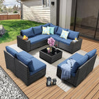 JOYURE 10 Pieces Patio Furniture Set All-Weather Outdoor Wicker Sectional by JOYURE