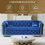 DAMAIFROM Luxury Velvet Couch Set Blue and Gold Sofa, Mid Century Modern - Image 5