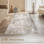 UERMEI 3x5 Entryway Area Rug Washable Neutral Brown Grey Small Carpet | Modern - Image 3