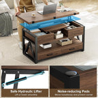 Memobarco 40" Lift Top Coffee Table, 4 in 1 Multi-Function Lift Coffee Tables - Image 5