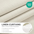 Joydeco Linen Curtains 72 inch Length 2 Panel Set, Light Filtering Curtain - Image 2