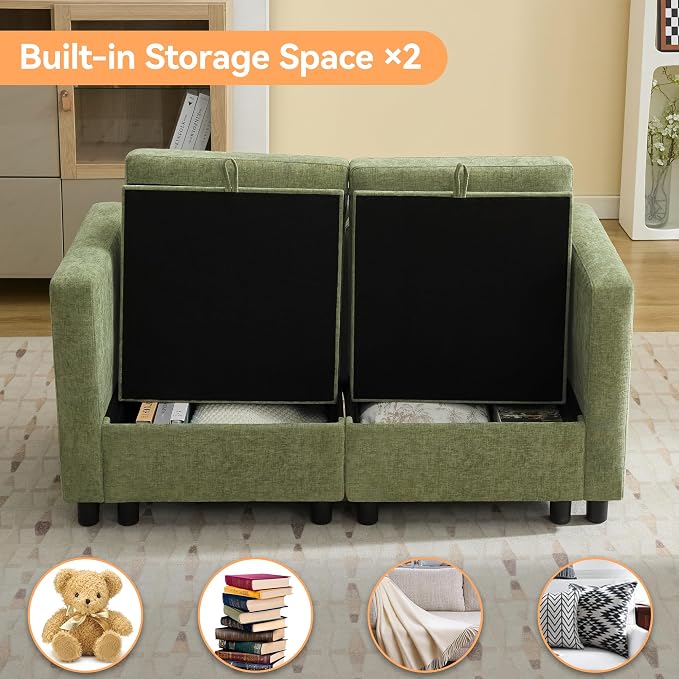 WUTUTUEE 58”Modular Sectional Loveseat Sofa, Modern Love Seat 2 Seater Sofa - Image 3