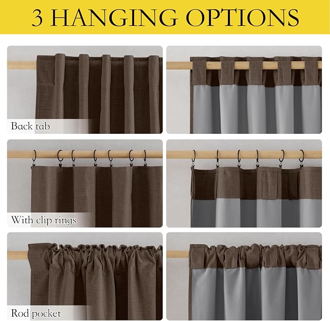 NICETOWN 100% Blackout Brown Curtains - Image 3