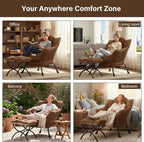 Welnow Lazy Chair with Ottoman, Modern Accent Armchair with Armrests and a Side - Image 8