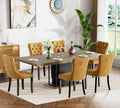 Henf 63"-79" Dining Table Set for 6, 7 Pieces Extendable Dining Table and 6 by Henf