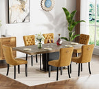 Henf 63"-79" Dining Table Set for 6, 7 Pieces Extendable Dining Table and 6 by Henf