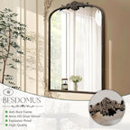 Besdomus Antique Large Arched Mirror: 24"x36" French Arch Black Vintage Wall - Image 8