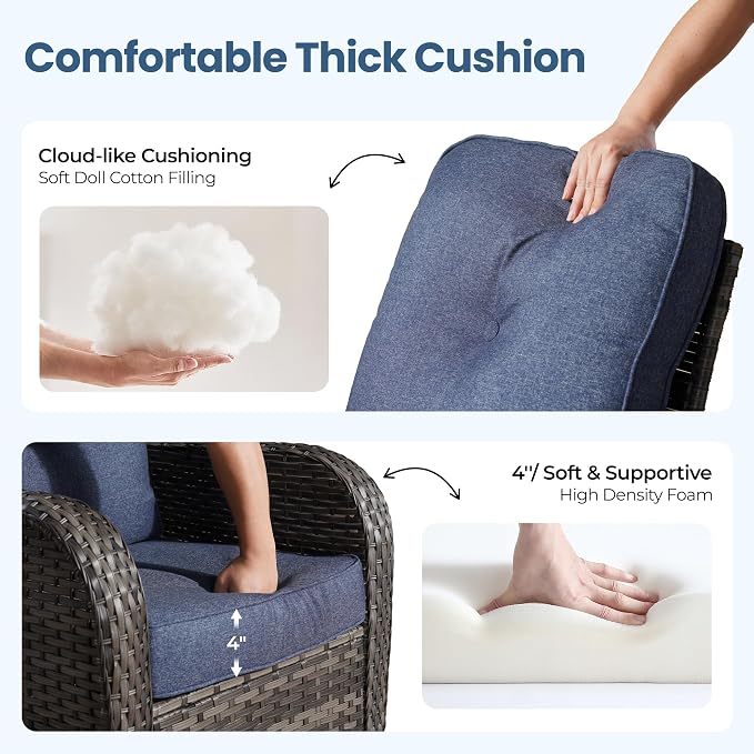 Weaxty 7 Pieces Patio Furniture Set, Wicker Outdoor Swivel Rocking Chairs - Image 5