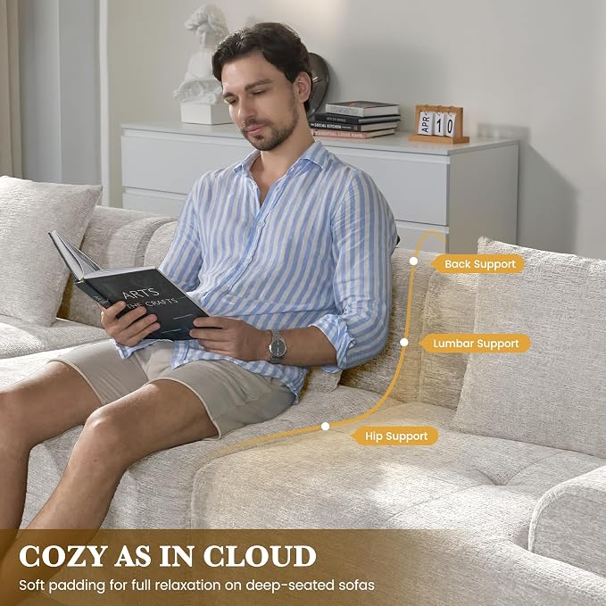 122" L Shaped Convertible Modular Couch, Cloud Couch Sectional - Image 3