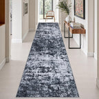 3x14 Washable Runner Rug：Modern Abstract Kitchen Carpet Black | - Image 3