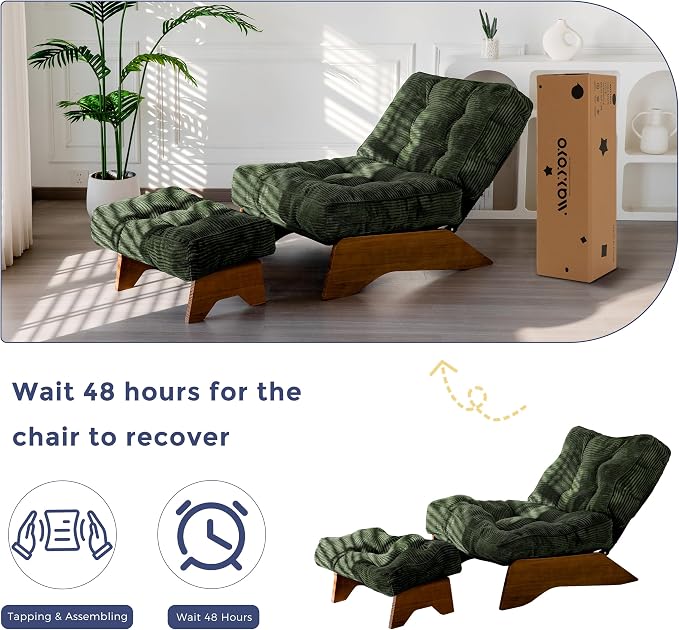 MAXYOYO Accent Chair with Ottoman Adjustable Backrest, Tufted Living Room Chair - Image 8