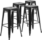 Flash Furniture Lily 4 Pack Commercial Grade 30" High Backless Black Metal by FlashFurniture
