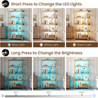 Vlsrka Wooden Bookshelf with Lights, 5 Tier Bookshelf with Storage, Tall - Image 4