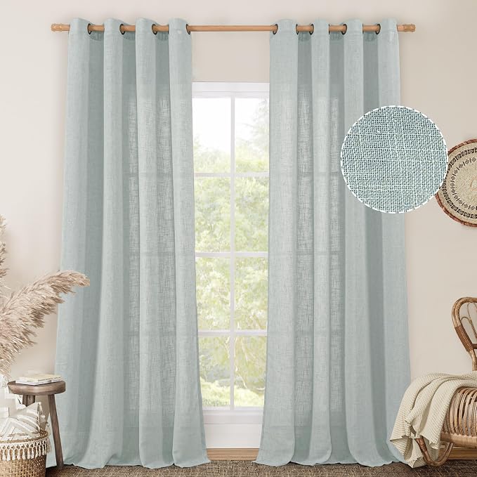 Living Room Linen Curtains 90 Inch by LAMIT