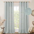 Linen Semi Sheer Curtains 96 inches Long 2 Panels Set, Light Filtering Panels by LAMIT