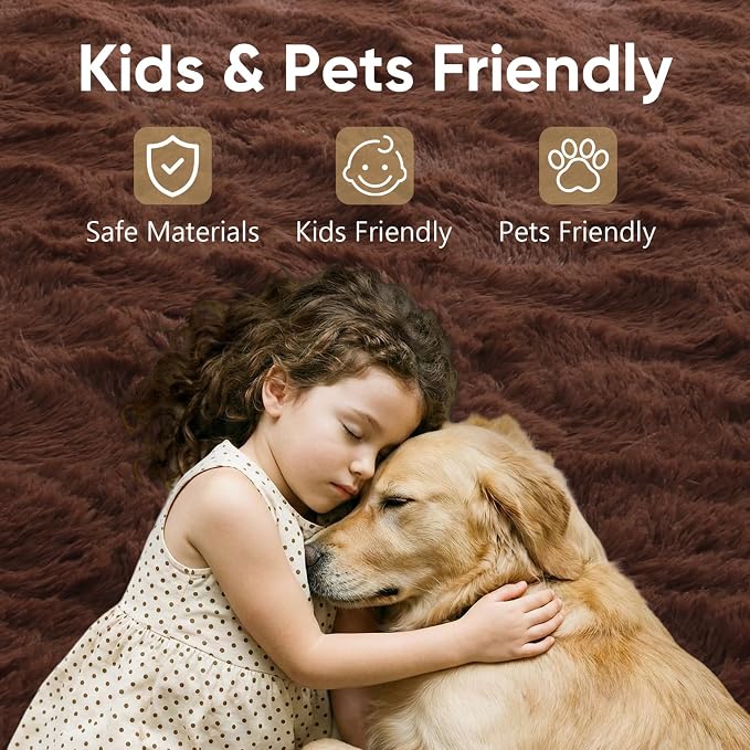8x10 Extra Large Brown Fluffy Area Rug Non-Slip - Image 7