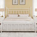 SHA CERLIN 14" King Size Metal Platform Bed Frame/Victorian Headboard and by SHACERLIN