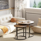 aboxoo Coffee Table Nesting Round Table Set of 2 Side Table - Image 7