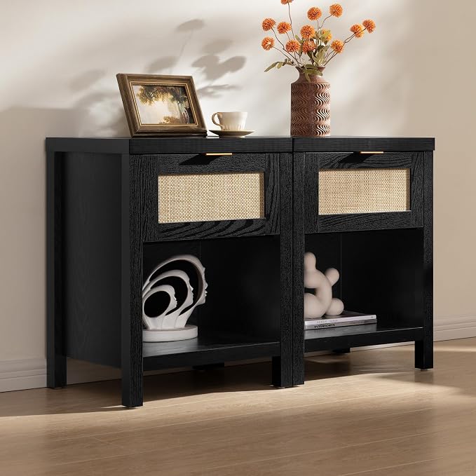 SICOTAS Rattan Nightstand, Farmhouse Night Stands - Image 7