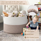 INDRESSME 115L Extra Large Blanket Basket, Soft Cotton Rope Storage Basket - Image 3
