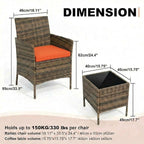 GarveeLife 3 Piece Patio Furniture Set, Rattan Outdoor Furniture - Image 2