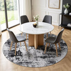 Rugflix Round Area Rugs 6Ft for Living Room, Washable Black Grey Circle Rug | - Image 2
