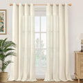 YoungsTex 90 Inch Length Beige Linen Curtains 2 Panels by YoungsTex