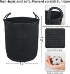 XUANGUO Black Cotton Rope Laundry Basket Hamper - Image 2