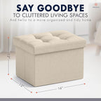 Ornavo Home Small Storage Ottoman Foldable Collapsible Rectangle Linen Ottoman - Image 2