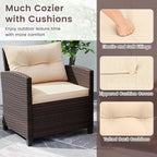 HAPPYGRILL 3 Pieces Patio Conversation Set, Outdoor Rattan Wicker Chairs & - Image 5
