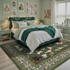 Dark Green Floral Area Rug 8x10 - Image 5