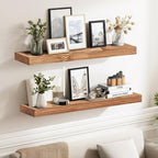 24x8x1.6 inch Floating Shelves Set of 2 – Solid Wood Rustic Oak Wall Mounted - Image 2