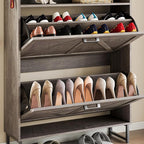 BORNOON Shoe Cabinet with 2 Flip Drawers Narrow Shoe Storage Organizer Wooden - Image 6
