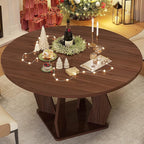IBF Walnut Round Dining Table, Modern Wood Dinner Tables, Round Kitchen Table - Image 4