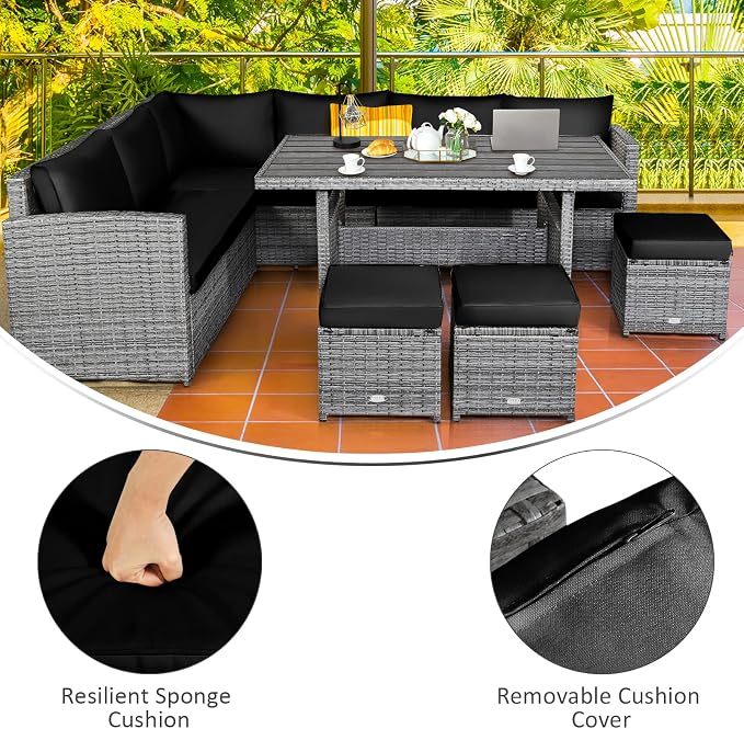 Tangkula 7 Pieces Patio Furniture Set, Outdoor Sectional Rattan Sofa Set - Image 8