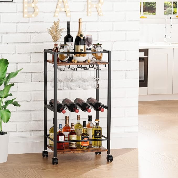 Bar Cart, Home Bar Serving Cart, Mobile Kitchen Carts - Image 8